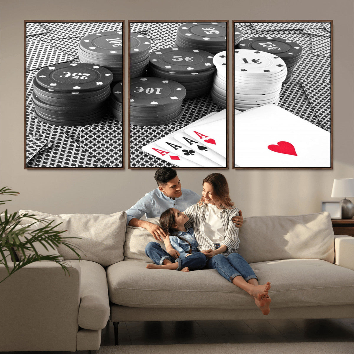Poker Game Cards Wall Art Canvas, Multi Panel Wall Art