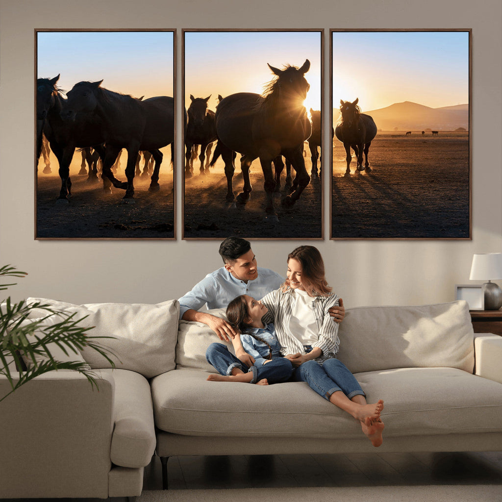 Horse Herd Wall Art Animal Canvas Print