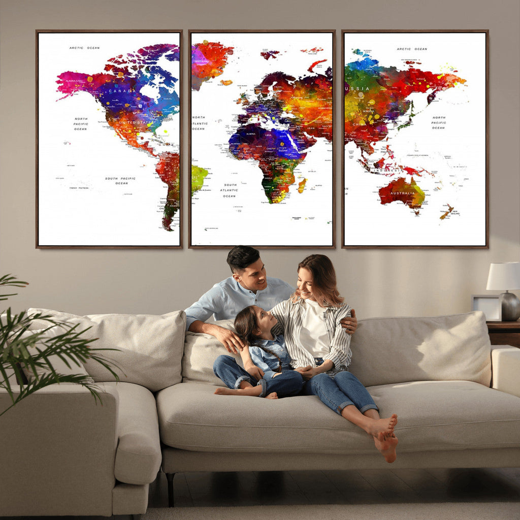 World Map Canvas Print | Detailed Map of the World Wall Art
