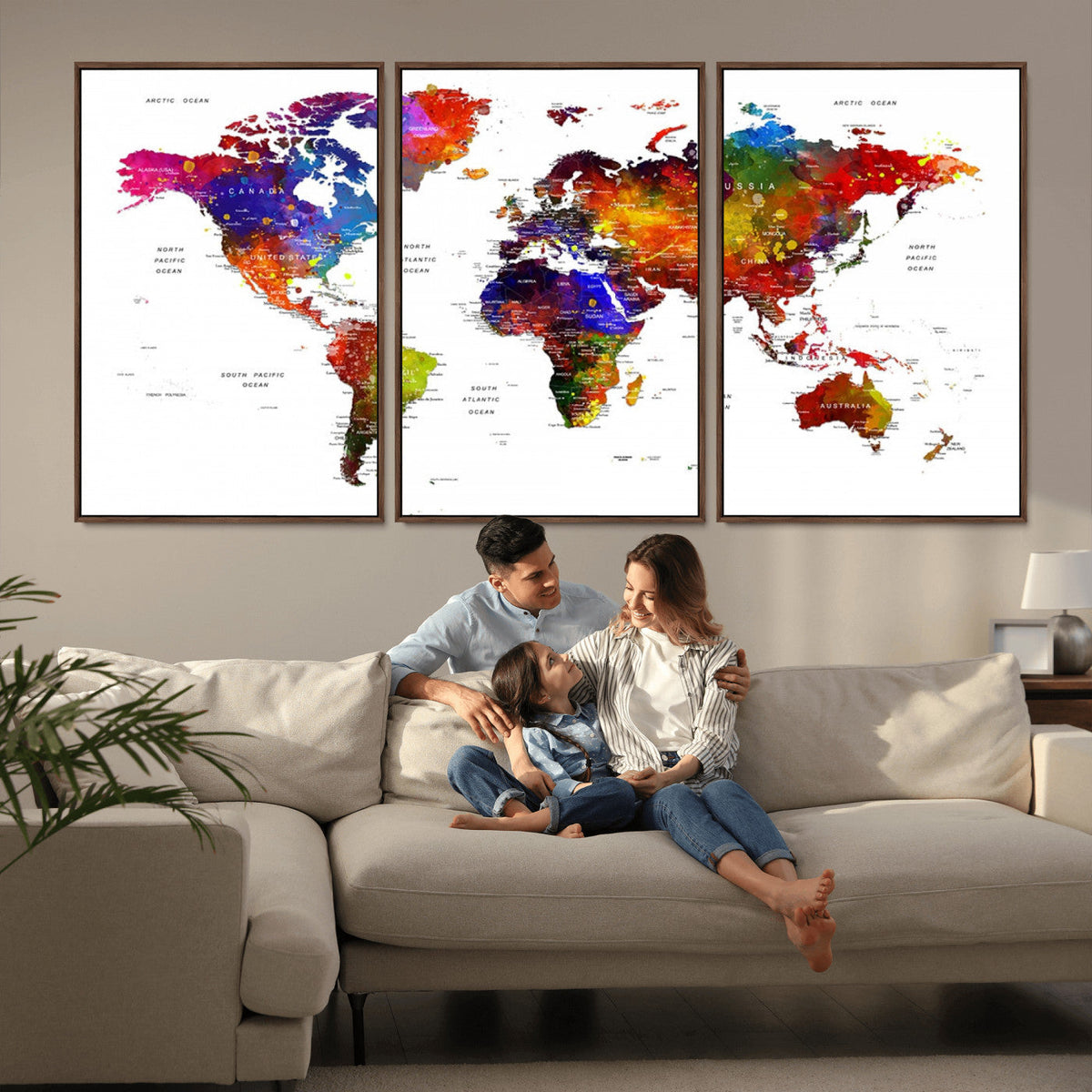 World Map Canvas Print | Detailed Map of the World Wall Art