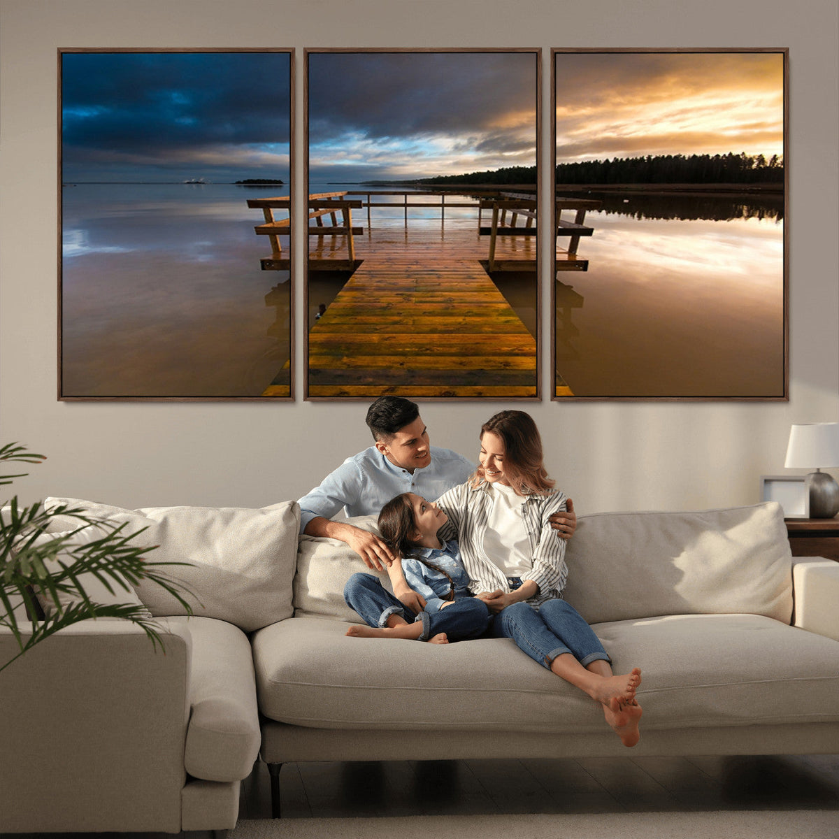 Serene Lake Pier at Sunset Canvas Print | Landscape Wall Art | Ready to Hang