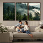 Misty Forest Wall Art Premium Canvas Print, Foggy and Serene Atmosphere