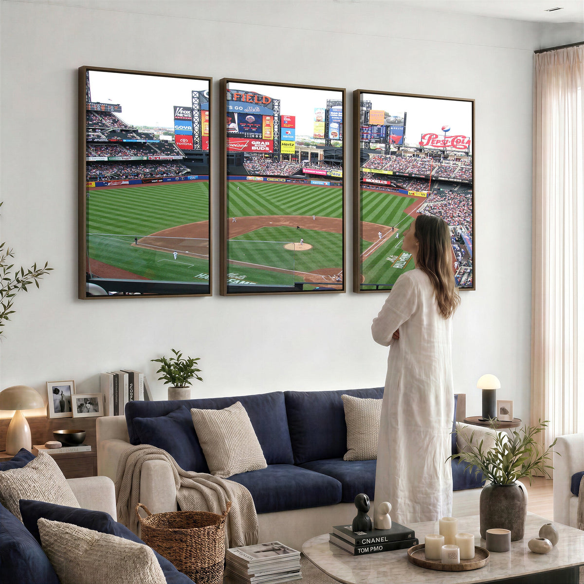 New York Mets Baseball Team Print, Citi Field Baseball Stadium Wall Art