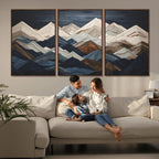 Rustic Mountain Landscape Wall Art Canvas Print, Framed 3D Wooden Effect Mountain Art