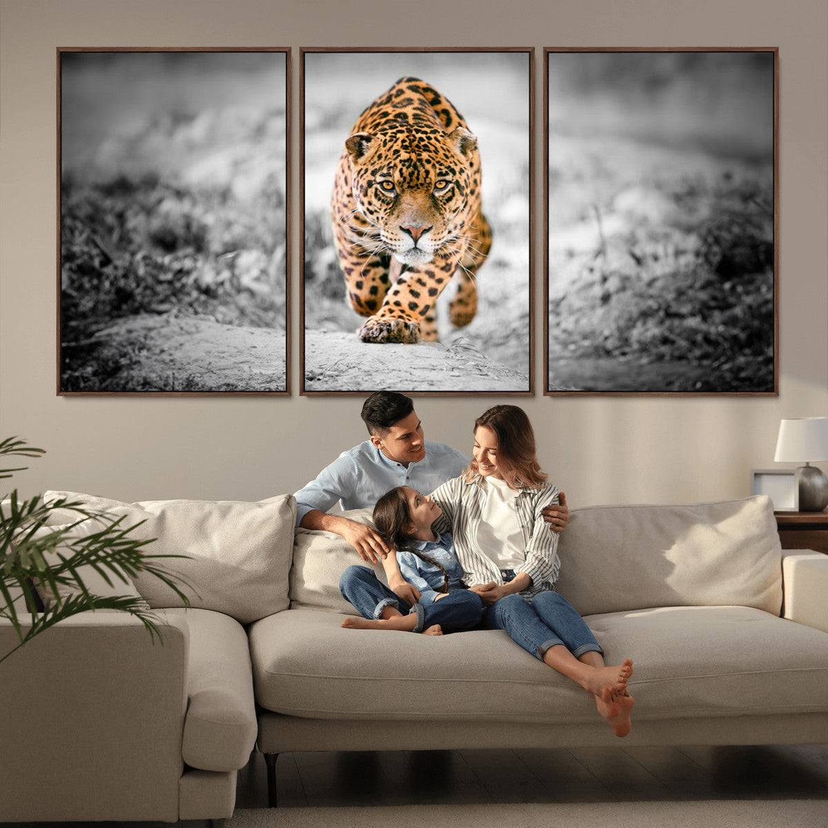 Jaguar Wall Art Canvas Print, Majestic Big Cat in Focused Pursuit
