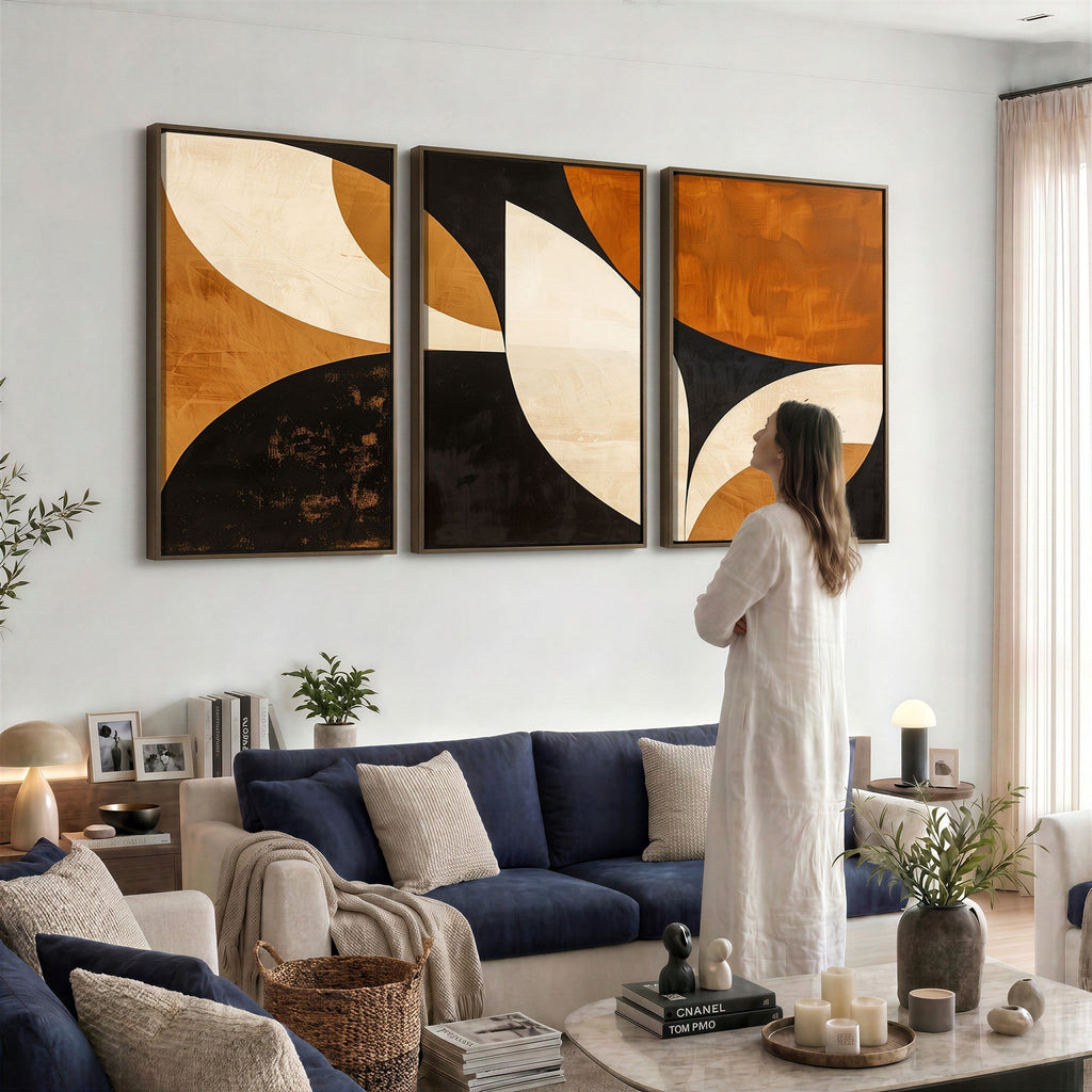 Geometric Abstract Wall Art Canvas Print, Mid Century Modern Wall Art