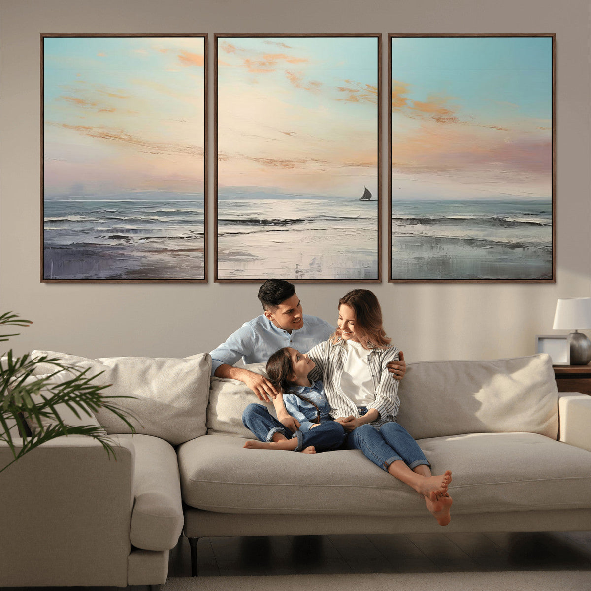 Abstract Ocean Wall Art, Boat Wall Art Canvas Print