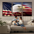 American Flag Eagle Symbol Wall Art Canvas Print, Patriotic American Flag Eagle Wall Art