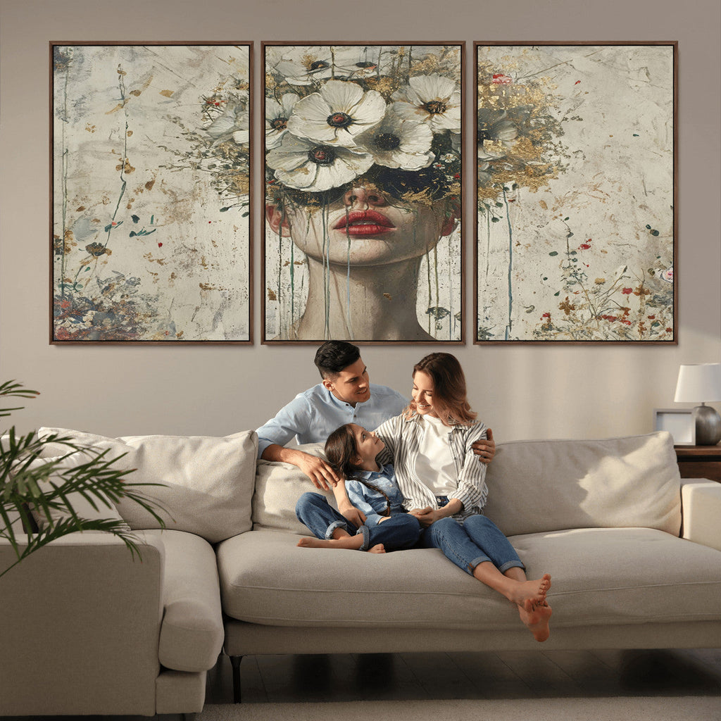 Abstract Floral Women Pastel Wall Art Canvas Print