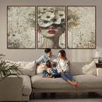 Abstract Floral Women Pastel Wall Art Canvas Print