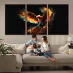 Fiery Phoenix Canvas Print | Ready to Hang Wall Art | Bold Fantasy Decor