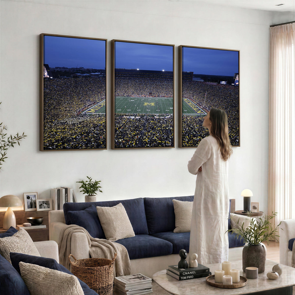 University of Michigan Wolverines Football Team Print, Ann Arbor, Home Bar Wall Decor