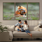 Heartwarming Fox and Baby Cub Wall Art | Canvas Print of Foxes in Nature