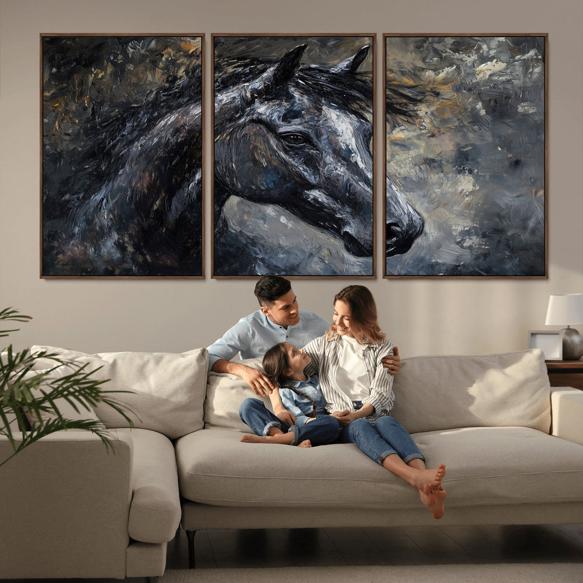 Large Abstract Horse Wall Art Canvas Print, Farmhouse Wall Art