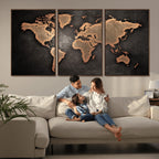 World Map Canvas Print | Framed Travel Map Wall Art for Couples
