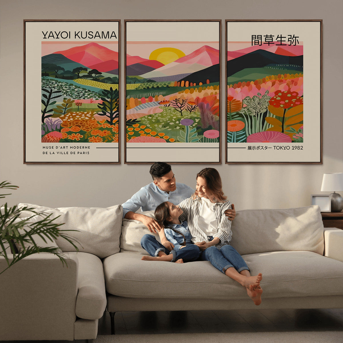 Yayoi Kusama 1986 Wall Art Print, Wabi Sabi Japanese Vibrant Abstract Landscape Canvas
