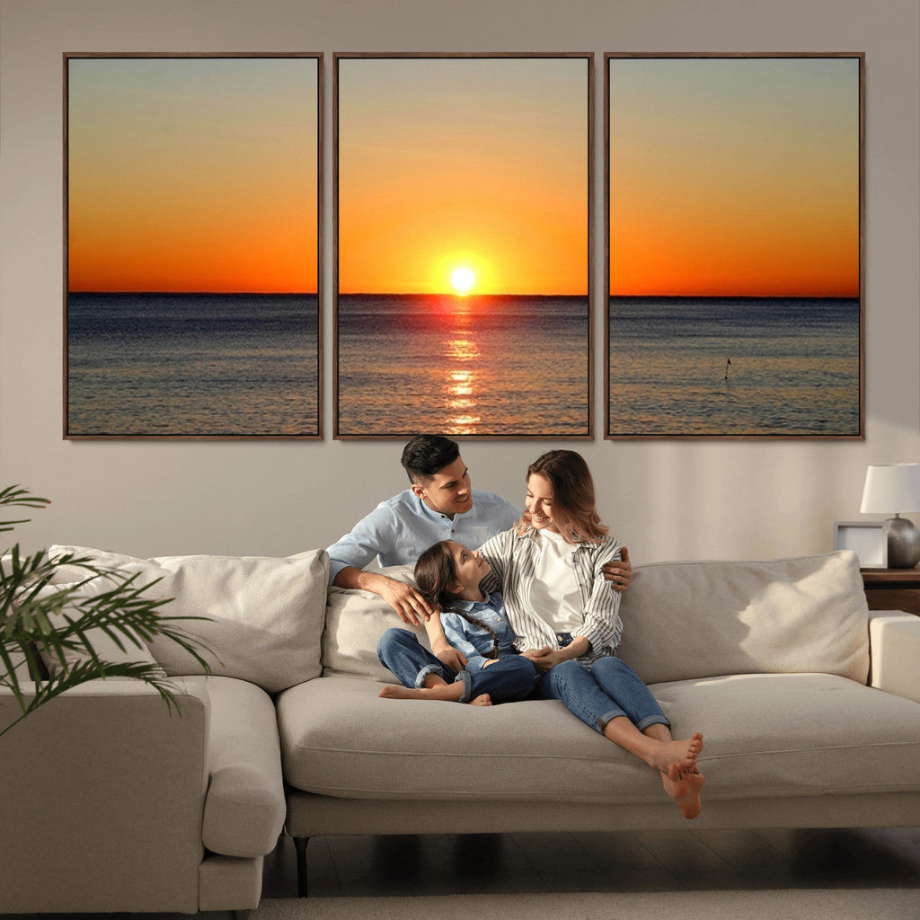 Golden Horizon Sunset Over Ocean Wall Art Canvas Print | Tropical Beach Canvas