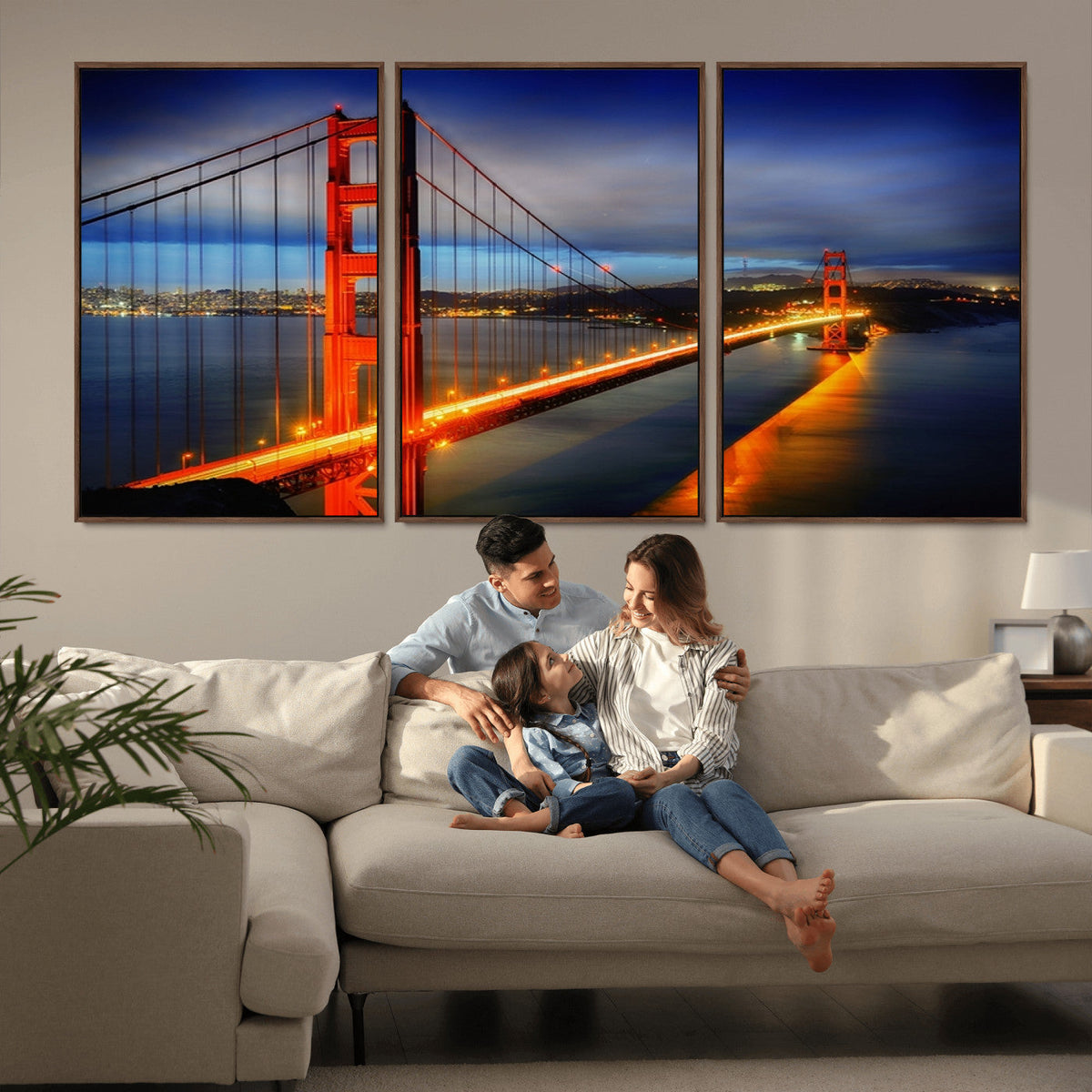 Large Wall Art San Francisco Canvas Print - Wonderful Golden Gate Bridge at Twilight