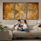 Vintage World Map Canvas Print | Antique Push Pin Travel Map