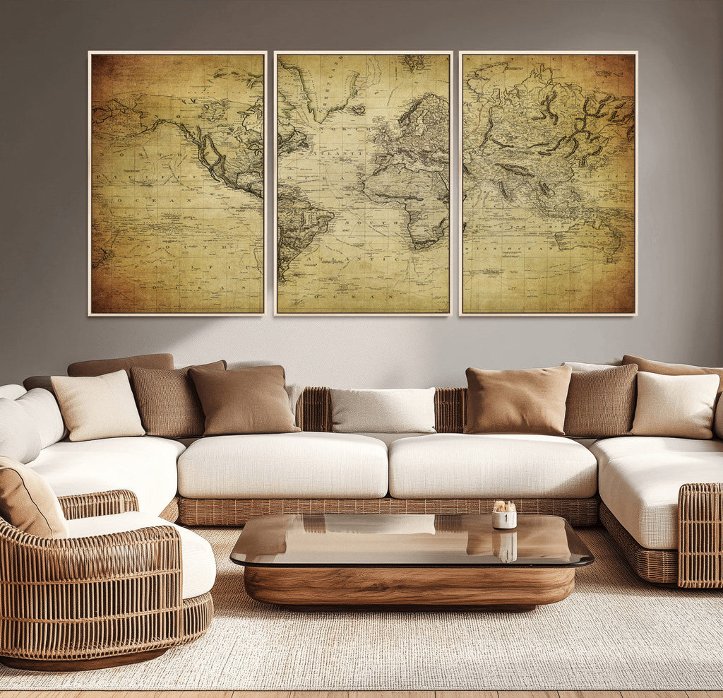 Push Pin World Map Canvas Print | Travel Tracker Wall Art
