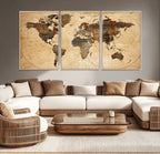 Push Pin World Map Canvas Print | Framed Travel Tracker Wall Art