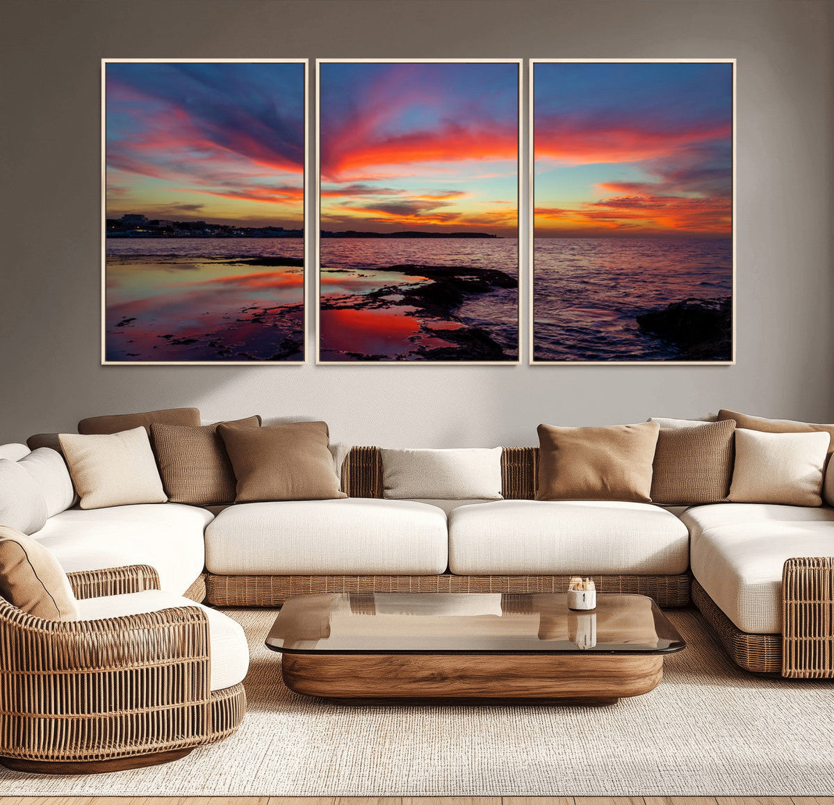 Glorious Sunset on The Beach Wall Art Canvas Print