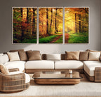 Sunlight Through Trees Wall Art Canvas Print | Autumn Forest Wall Art