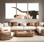 Texas Longhorn Wall Art Canvas Print, 3-Panel