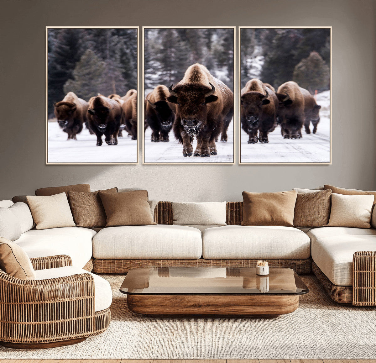 Bison Wall Art Canvas Print, Bison Herd Canvas Wall Art