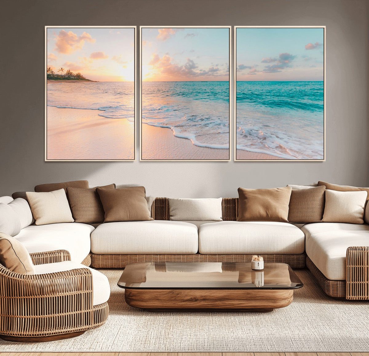 Beach Wall Art, Stunning Ocean Sunset Canvas Print with Coastal Design for Relaxing Home Decor
