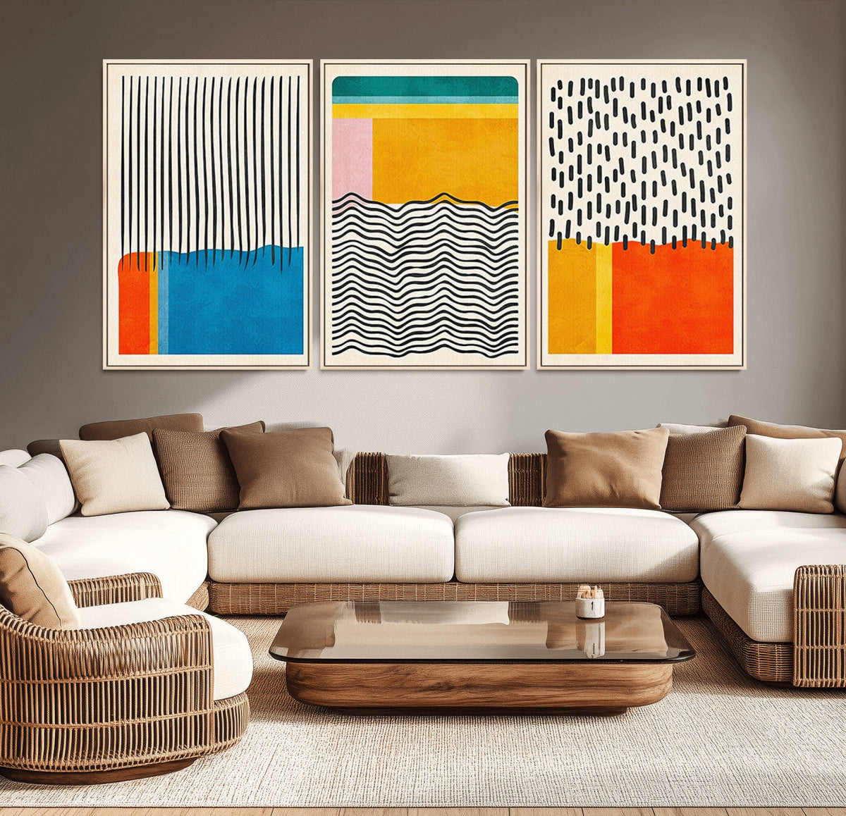 Canvas Print Wall Art Abstract Illustration Art Boho, Framed Abstract Boho Art