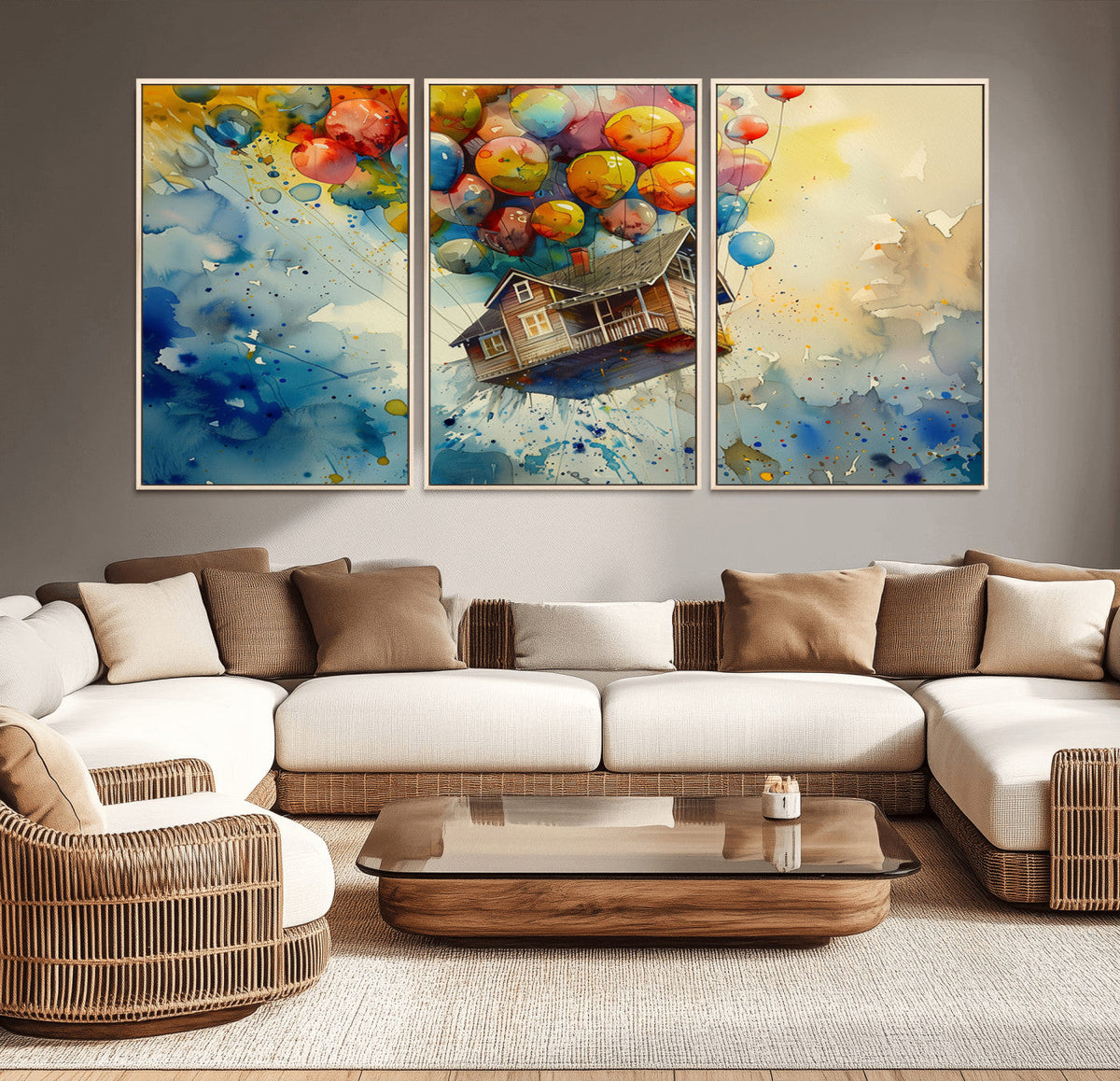 UP-Inspired Floating House with Balloons Canvas Art | Colorful Wall Decor