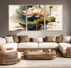 Lotus Flower Watercolor Canvas Print | A Symbol of Serenity and Growth in Soft Watercolors