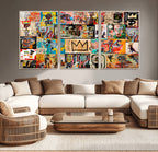 Abstract Art Collage Wall Art Canvas Print, Urban Graffiti Style