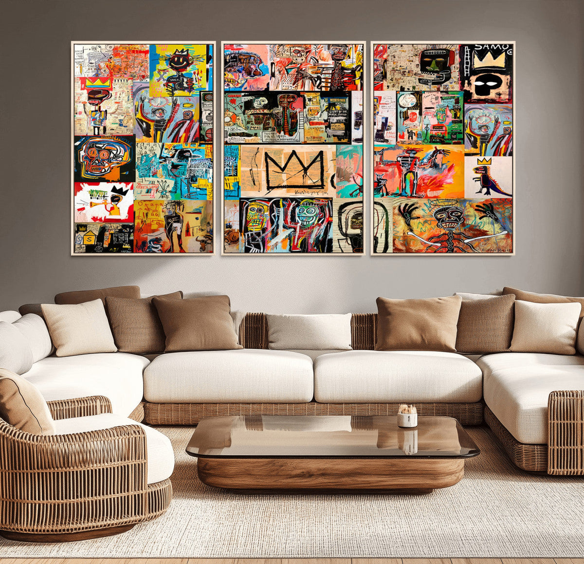 Abstract Art Collage Wall Art Canvas Print, Urban Graffiti Style