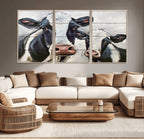 Vintage Baby and Mom Cattle Wall Art Canvas Print