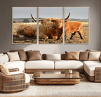 Highland Cow Canvas Wall Art Animal Print for Farm House Decor