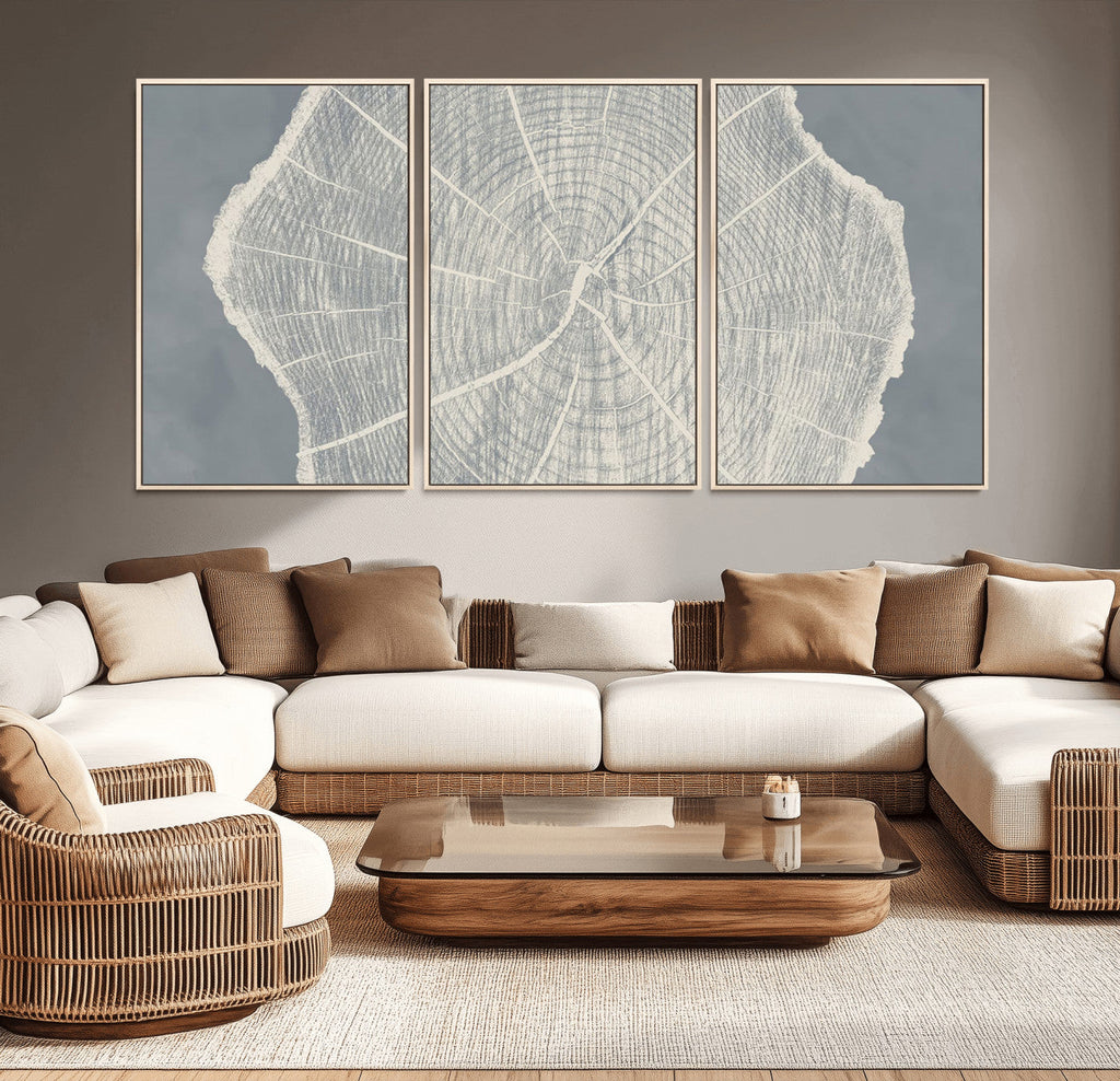 Abstract Tree Ring Wall Art Canvas Print, Framed and Ready to Hang