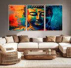 Colorful Buddha Wall Art | Framed Abstract Portrait Canvas