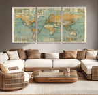 Push Pin World Map Canvas Print | Travel Tracker Wall Art for Couples
