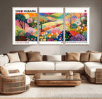 Framed Yayoi Kusama 1986 Wall Art Print | Japanese Wabi Sabi Vibrant Abstract Landscape Canvas