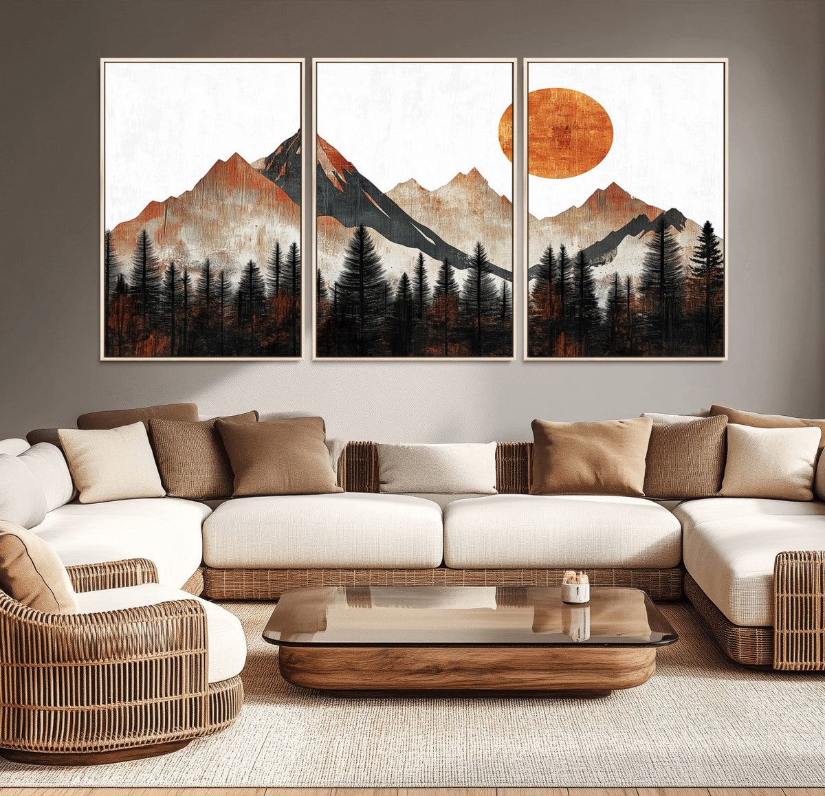 Modern Abstract Mountain Canvas Wall Art Print