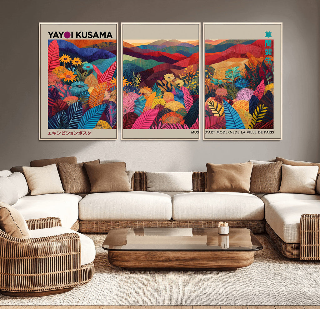 Yayoi Kusama Wall Art Canvas Print, Abstract Art, Large Framed Print, Japanese Wabi Sabi Wall Art