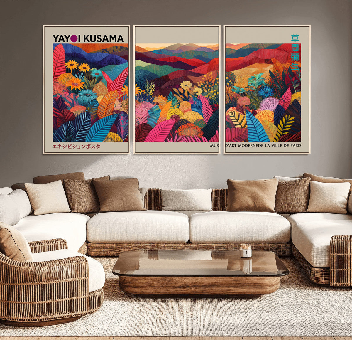 Yayoi Kusama Wall Art Canvas Print, Abstract Art, Large Framed Print, Japanese Wabi Sabi Wall Art