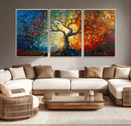 Yggdrasil Tree of Life Mosaic Stained Glass Wall Art Canvas Print
