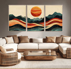 Mountain Triptych Wall Art Canvas Print | Western Boho Pine Tree Nature Print