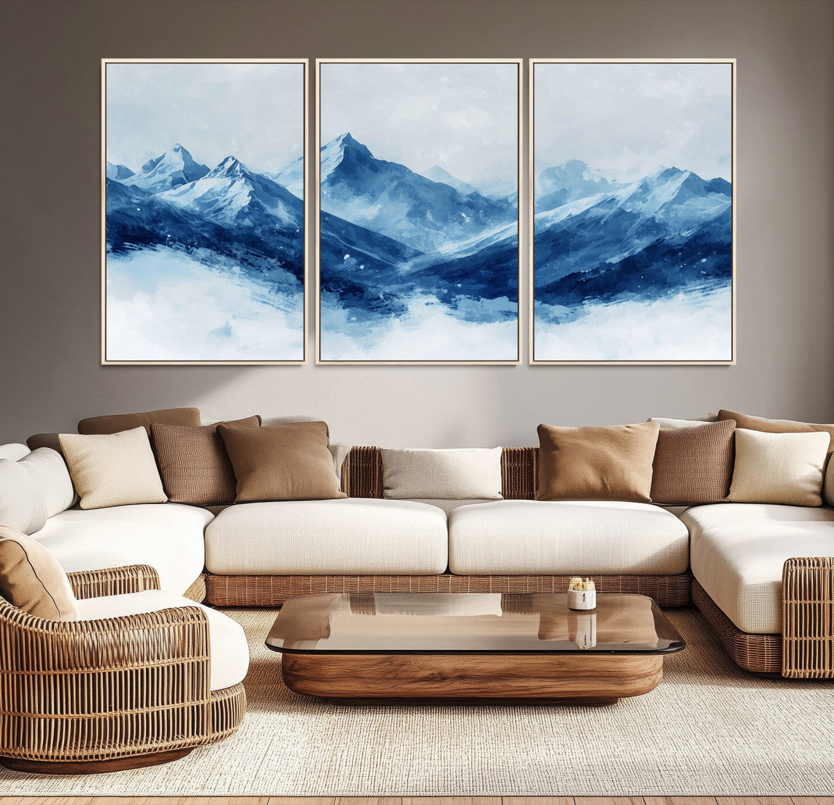 Blue Mountains Wall Art | Framed Snowy Range Canvas Artwork
