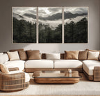 Moody Forest Wall Art | Framed Mountain Fog Canvas Artwork
