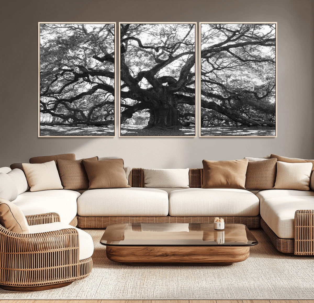 Ancient Oak Wall Art Canvas Print | Gnarled Tree with Twisted Branches
