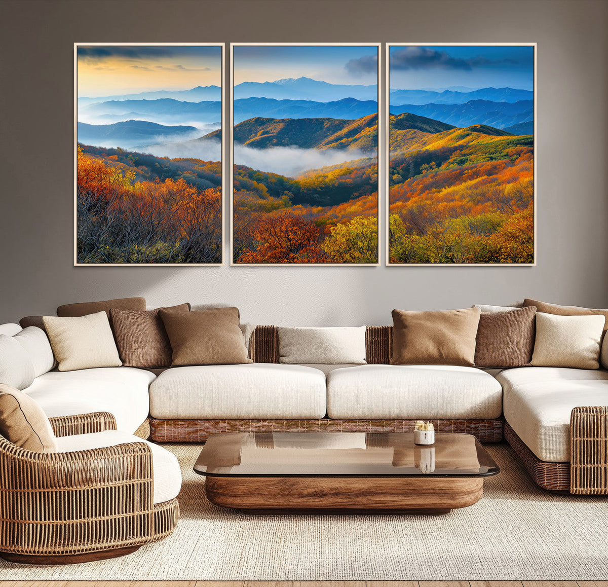 Autumn Mountains Wall Art, Vibrant Fall Foliage Landscape